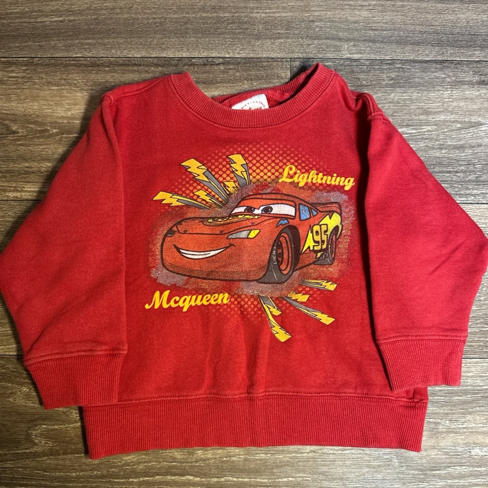 Vintage Disney Pixar Lightning McQueen Cars Movie Toddler Pullover Crewneck Sz 4